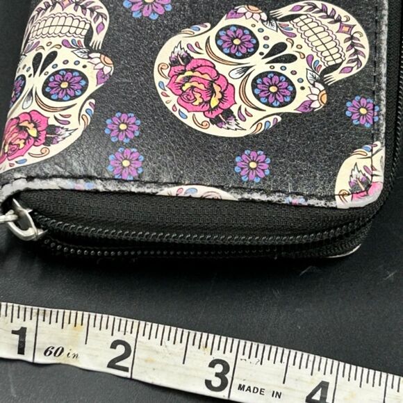 Sugar Skull Zip Around Wallet Faux Leather - Picture 11 of 11